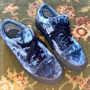 Vans Blue Plush Velvet Sneaker Shoes
